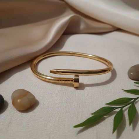 Gold Nail Bangle Bracelet