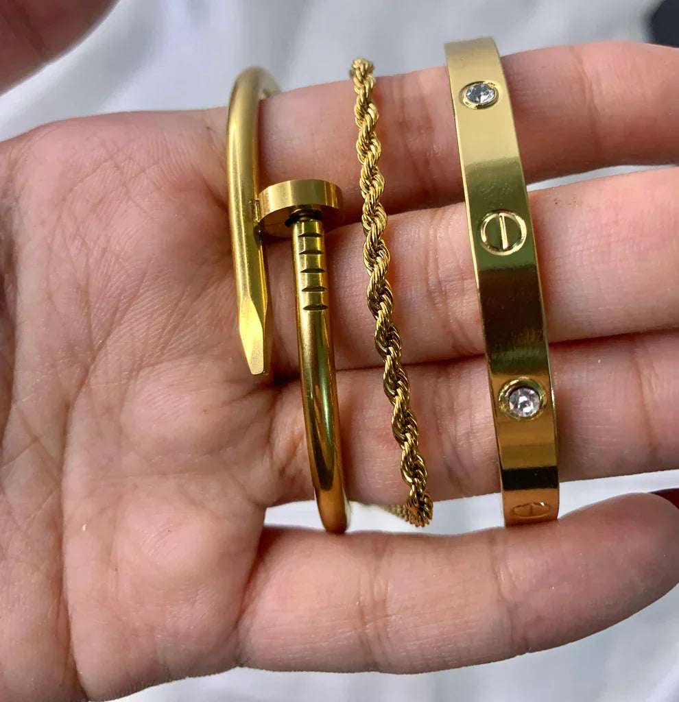 Gold Luxe Trio Bracelet Stack