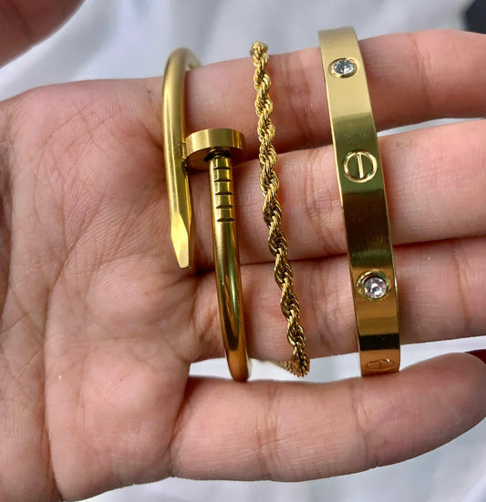 Gold Luxe Trio Bracelet Stack