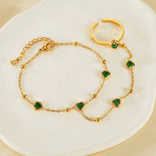 Heart Charm Hand Chain Bracelet