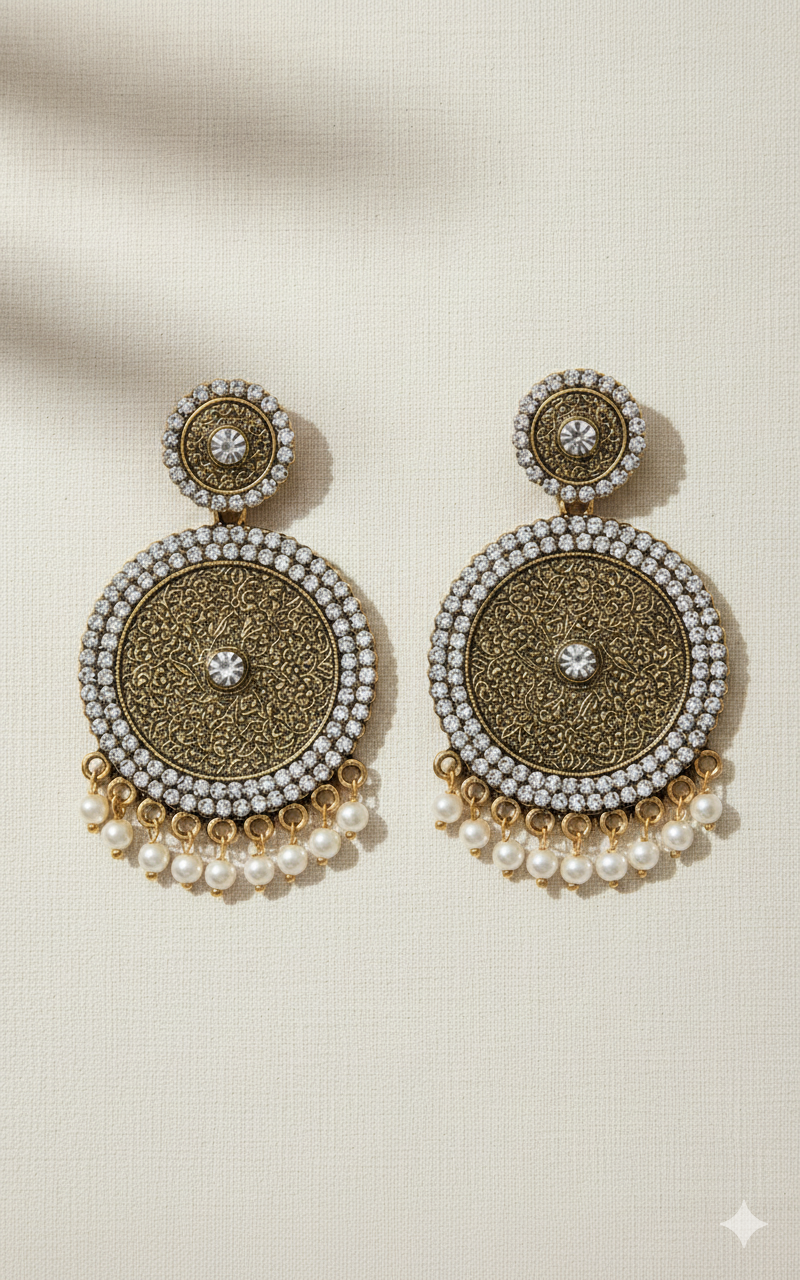 Mughal Etching & Pearl Grand Statement Drops