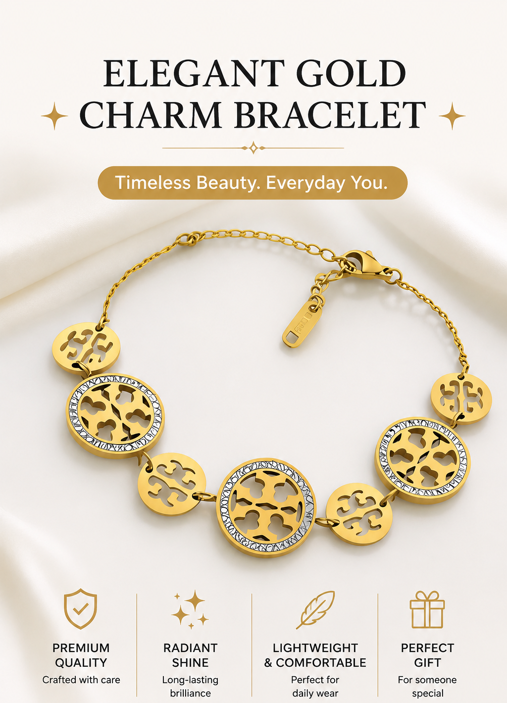 Elegant Cut-Out Monogram Medallion Bracelet