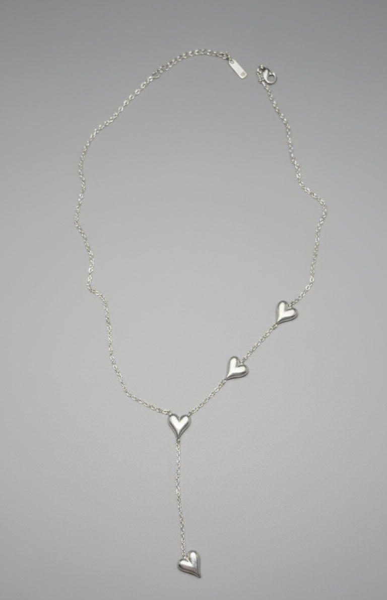 Silver-Tone Heart Drop Y-Lariat Necklace