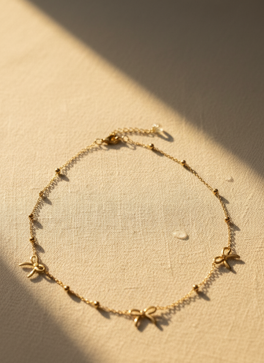Sweet Bowknot Golden Chain Necklace