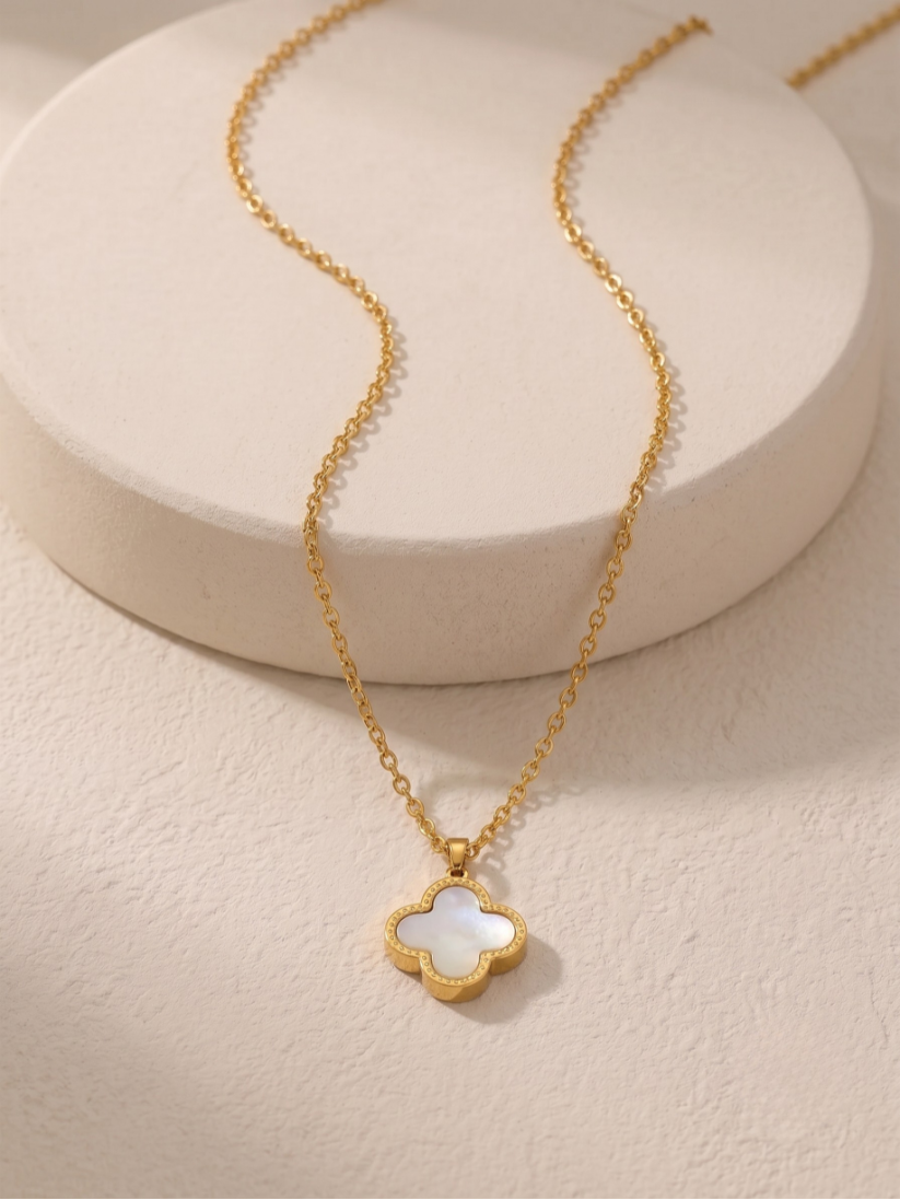 Four-Leaf Clover White Shell Pendant