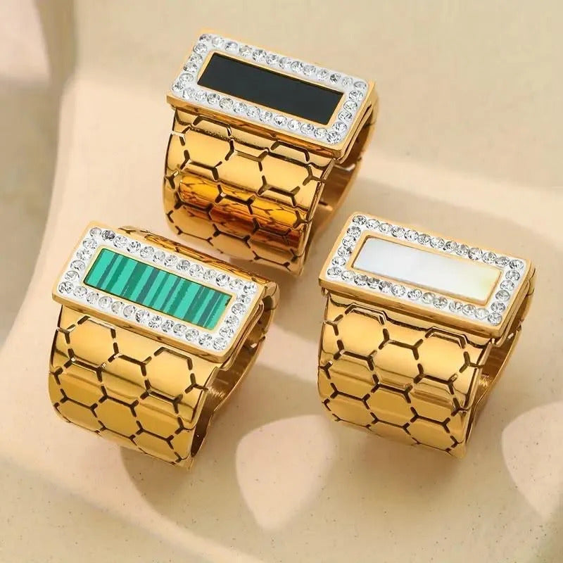 Stone Honeycomb Ring