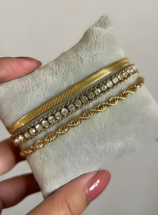 Elegant Gold-Tone Layered Bracelet Set for Women