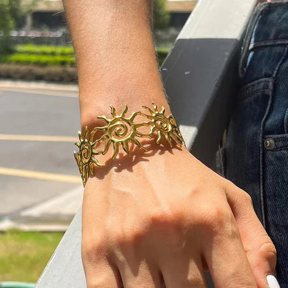 Golden Sunburst Spiral Cuff Bracelet
