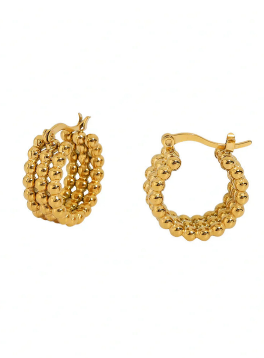 Golden Beaded Hoop Earrings