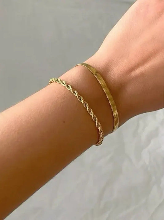 Snake or Rope Chain Bracelet Set