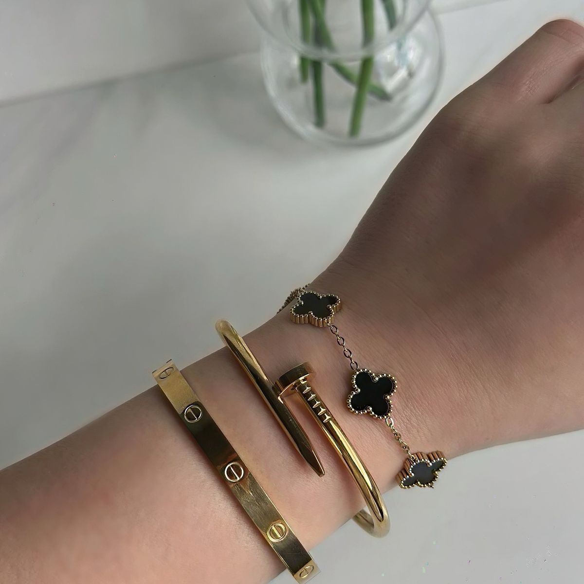 Cartier , Nail & Clover Bangle ( Set of 3 )