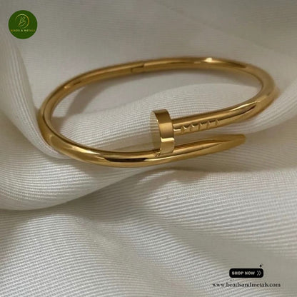 Gold Nail Bangle Bracelet