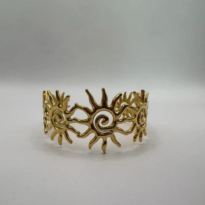 Golden Sunburst Spiral Cuff Bracelet