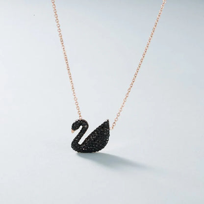 Rose Gold Black Swan Necklace