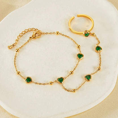 Heart Charm Hand Chain Bracelet