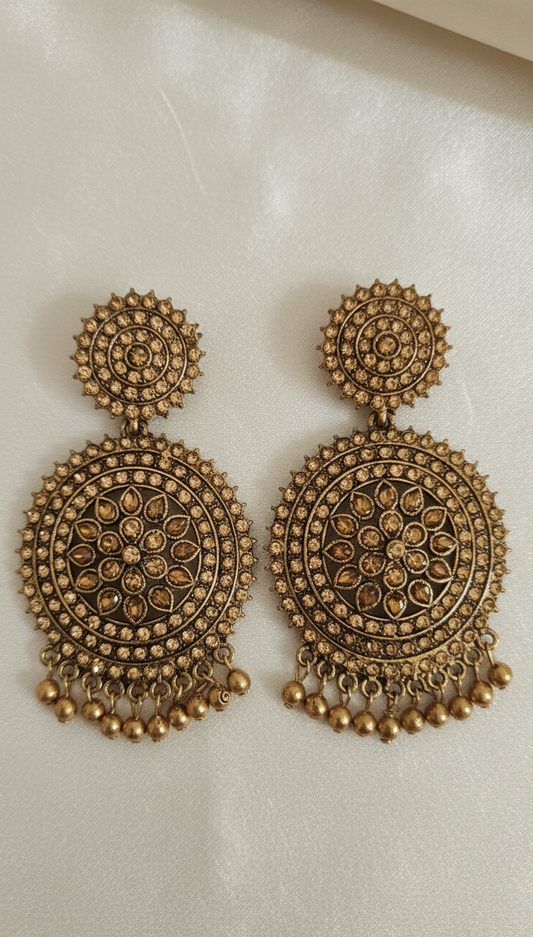 Antique Kundan Mandala Drop Earrings