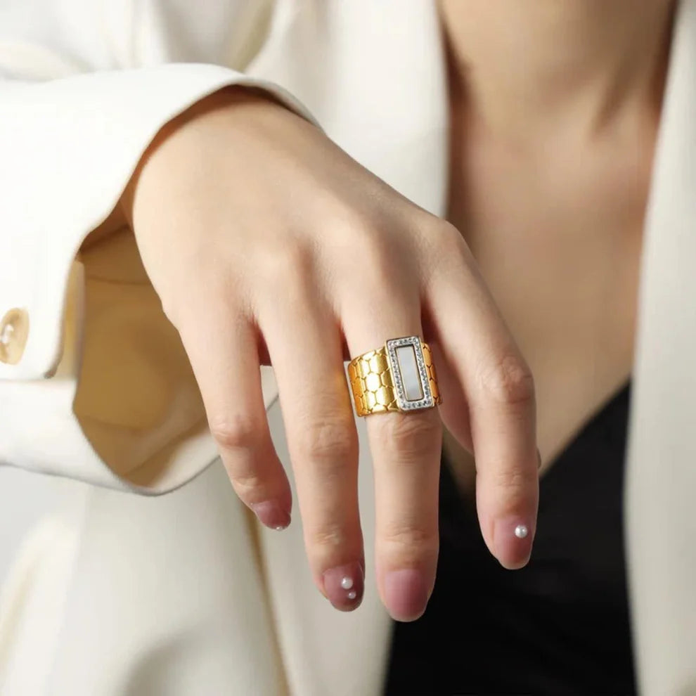 Stone Honeycomb Ring