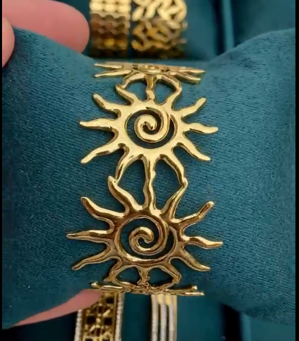 Golden Sunburst Spiral Cuff Bracelet