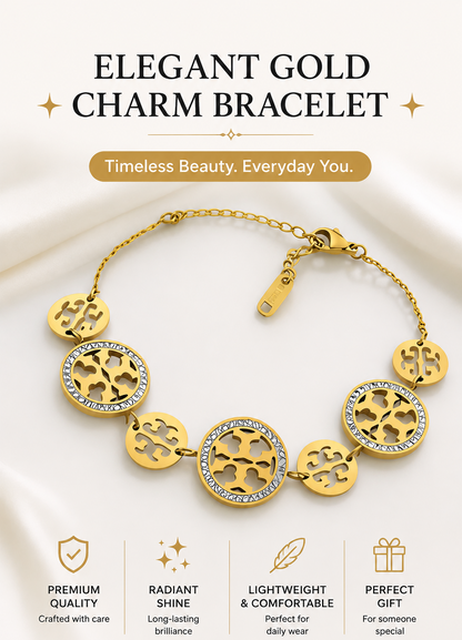 Elegant Cut-Out Monogram Medallion Bracelet