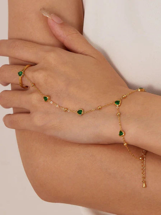 Heart Charm Hand Chain Bracelet