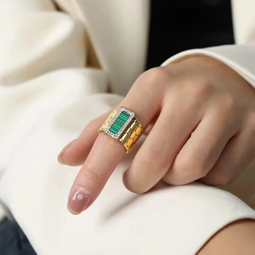 Stone Honeycomb Ring