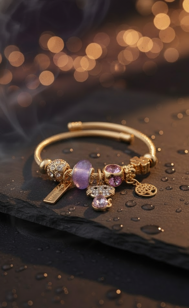 Crystal Pearl Charm Bangles