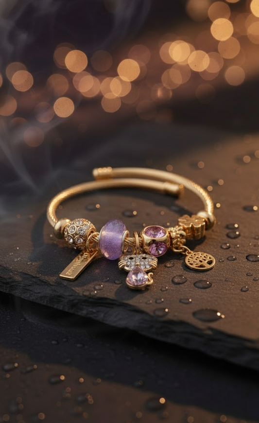 Crystal Pearl Charm Bangles