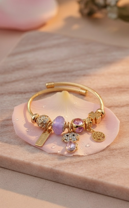 Crystal Pearl Charm Bangles