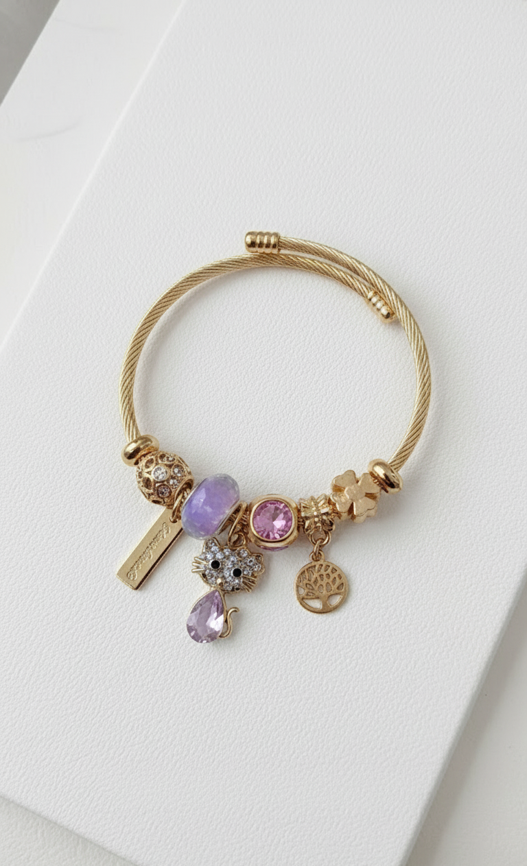 Crystal Pearl Charm Bangles