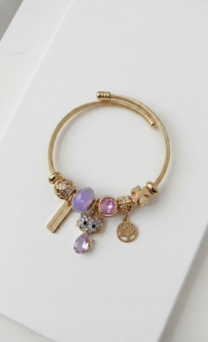 Crystal Pearl Charm Bangles