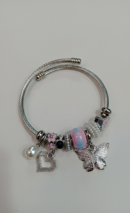 Crystal Pearl Charm Bangles