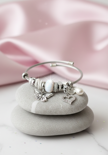Crystal Pearl Charm Bangles