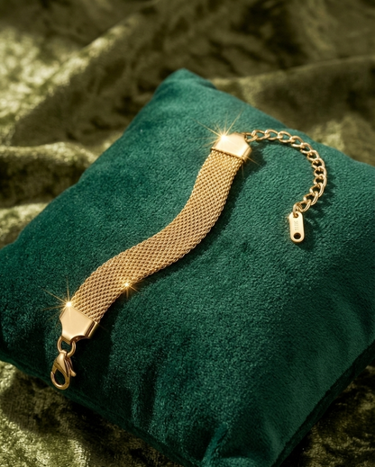 Aurelia 18K Gold-Plated Mesh Ribbon Bracelet – Timeless Elegance