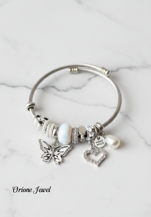 Crystal Pearl Charm Bangles