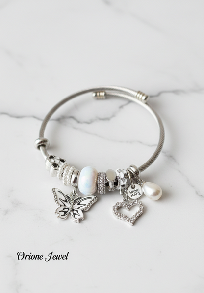 Crystal Pearl Charm Bangles