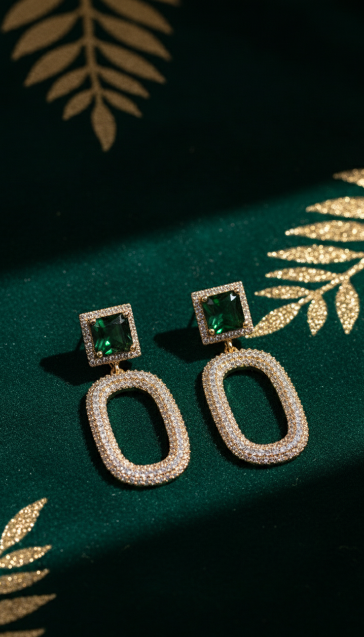 Luxury Emerald Statement Earrings