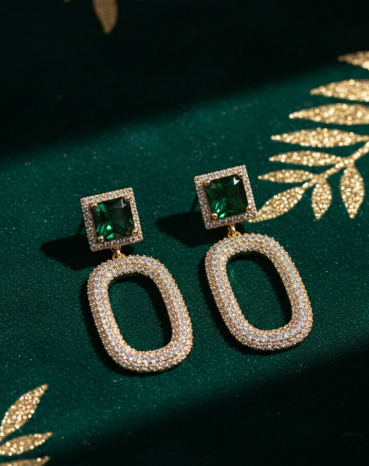 Luxury Emerald Statement Earrings