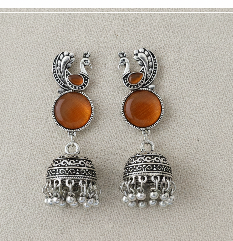 Elegant Peacock Jhumka Earrings
