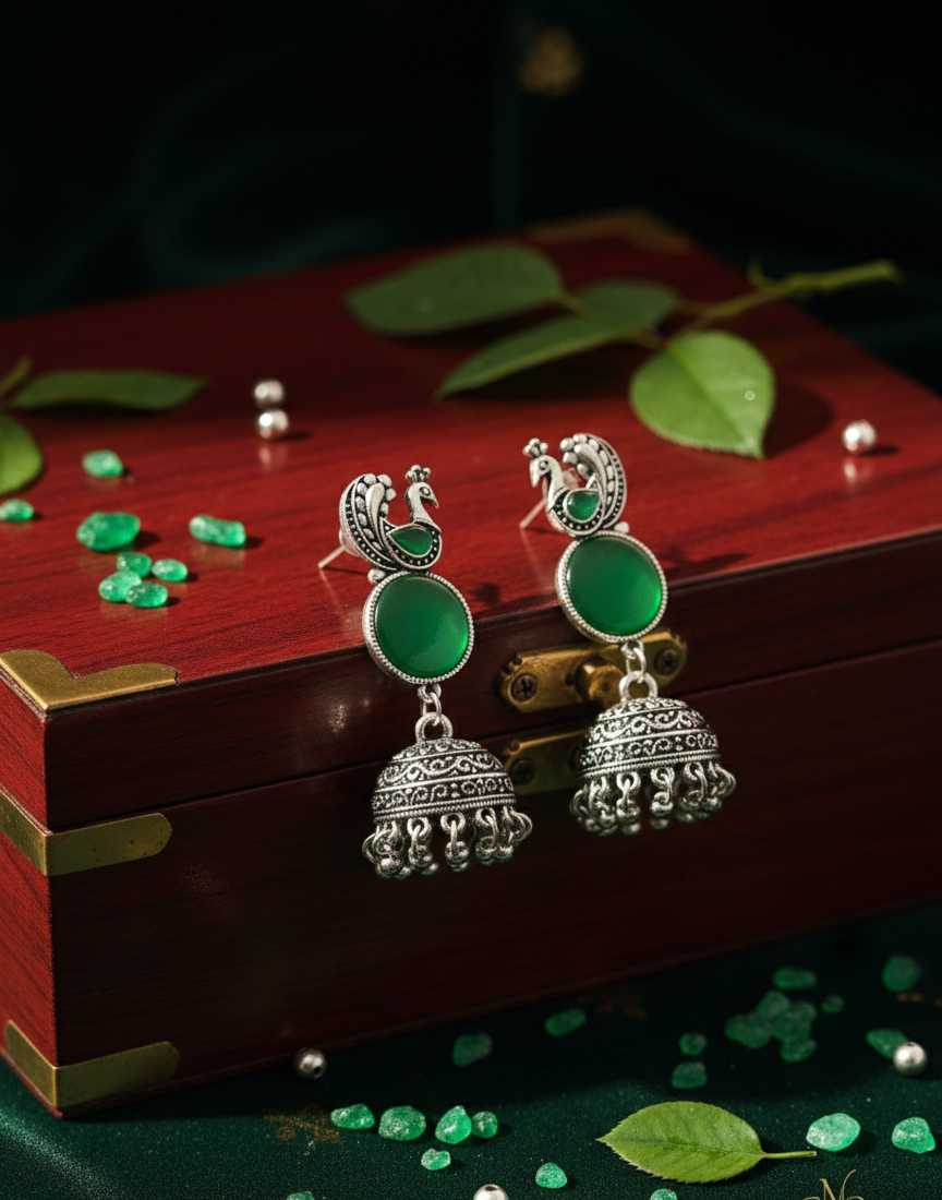 Elegant Peacock Jhumka Earrings