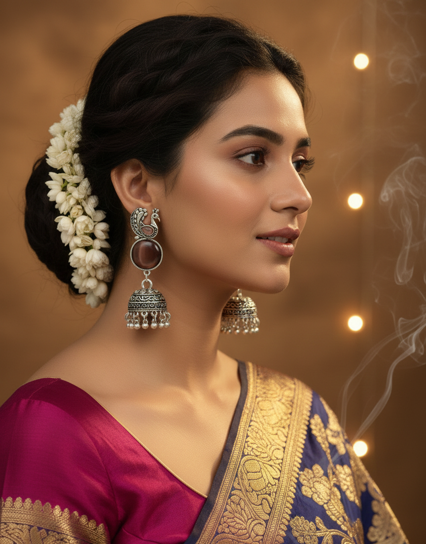 Elegant Peacock Jhumka Earrings