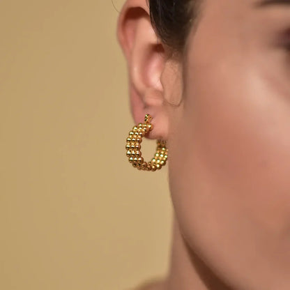 Golden Beaded Hoop Earrings