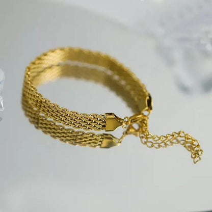 Aurelia 18K Gold Mesh Ribbon Bracelet – Timeless Elegance