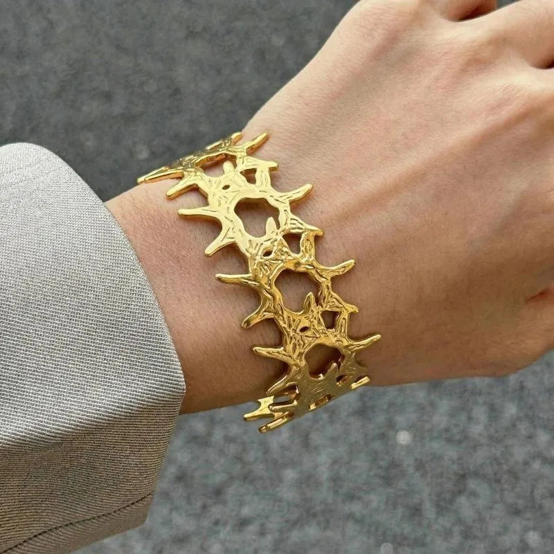 Golden Thorn Abstract Statement Cuff
