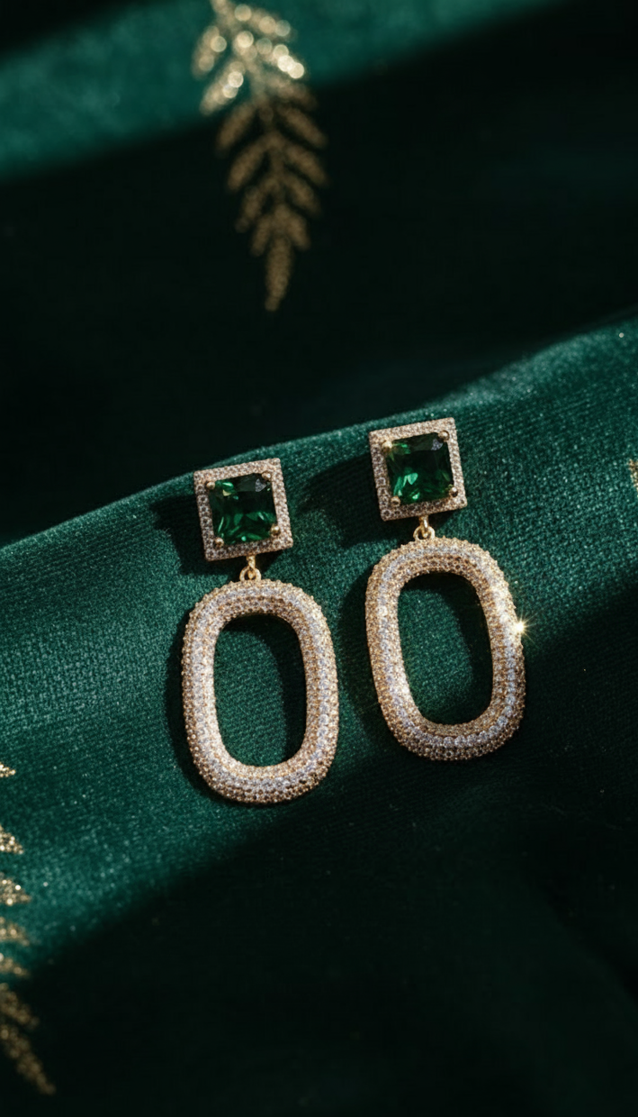 Luxury Emerald Statement Earrings