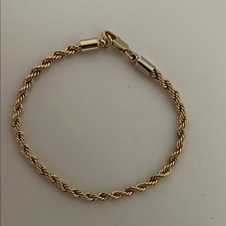 Gold Plated Slim Rope Chain Bracelet