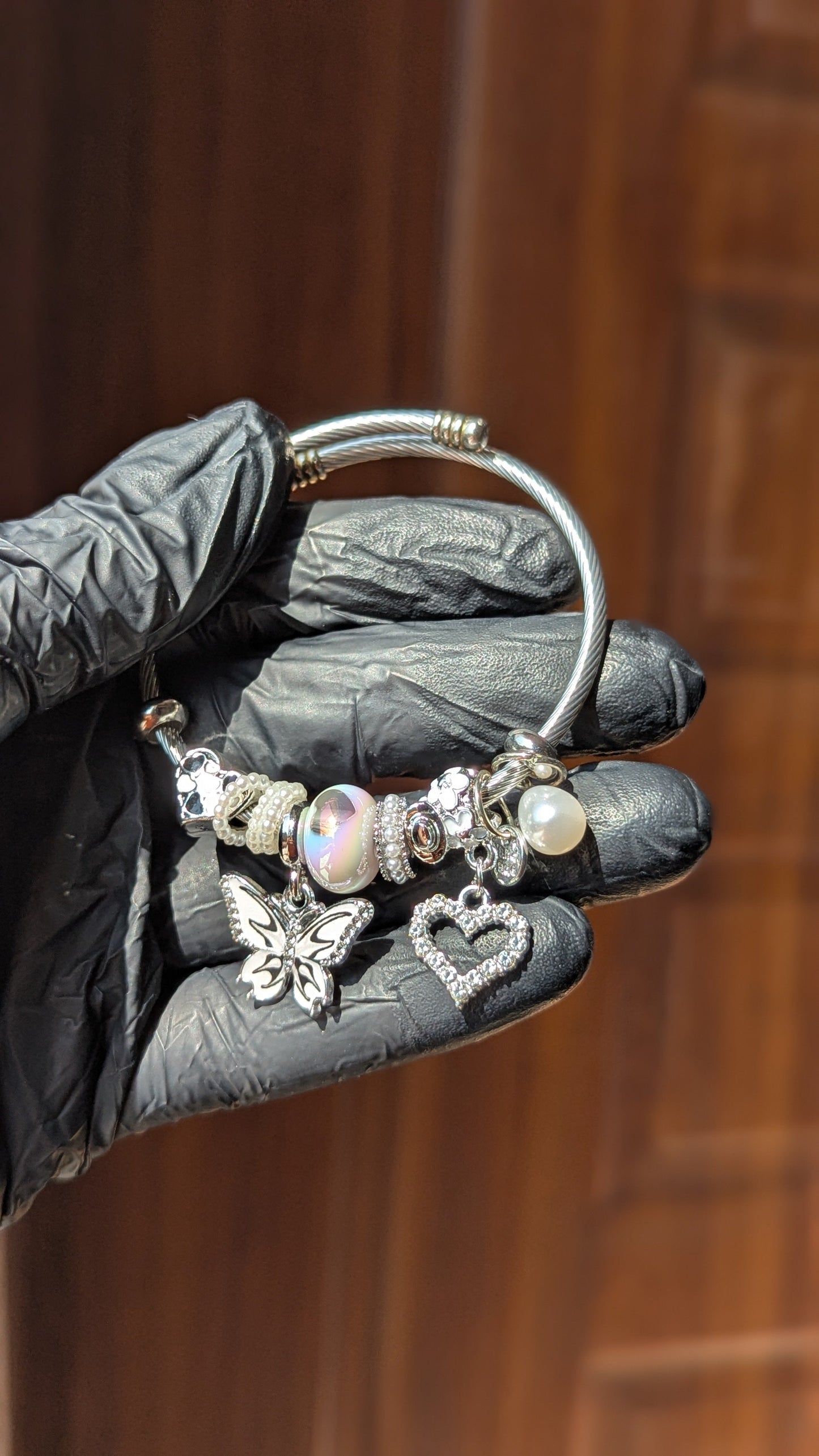 Crystal Pearl Charm Bangles