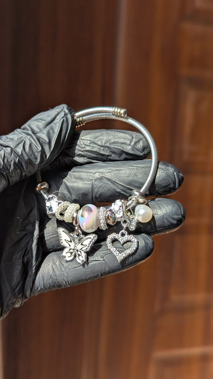Crystal Pearl Charm Bangles