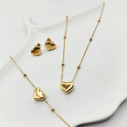 Elevate your everyday elegance with our Polished Heart Jewellery Set.