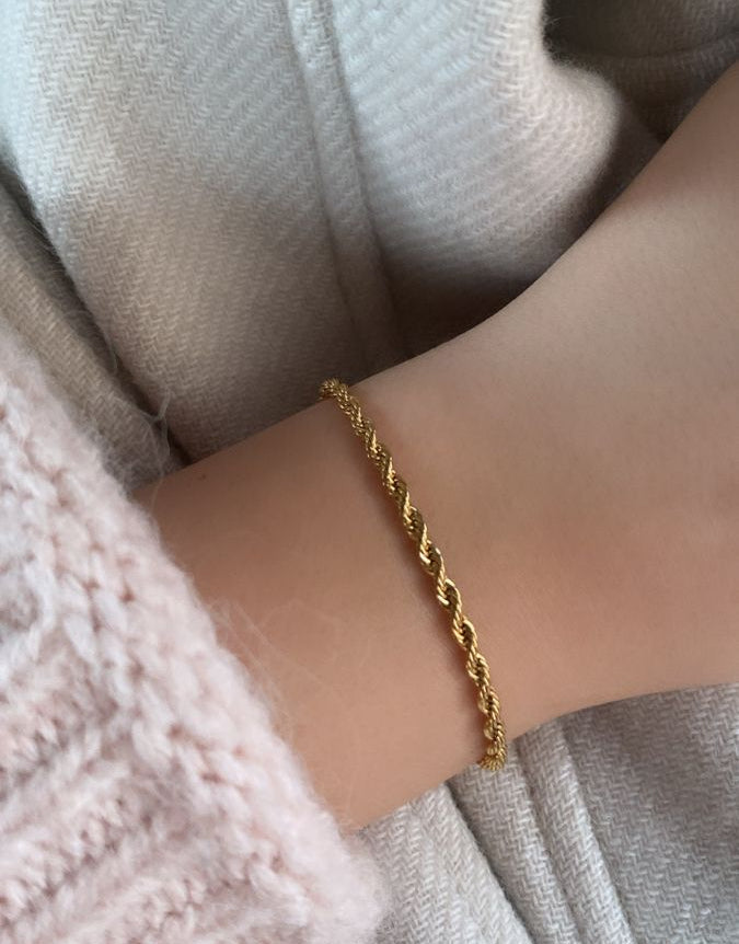 Gold Plated Slim Rope Chain Bracelet