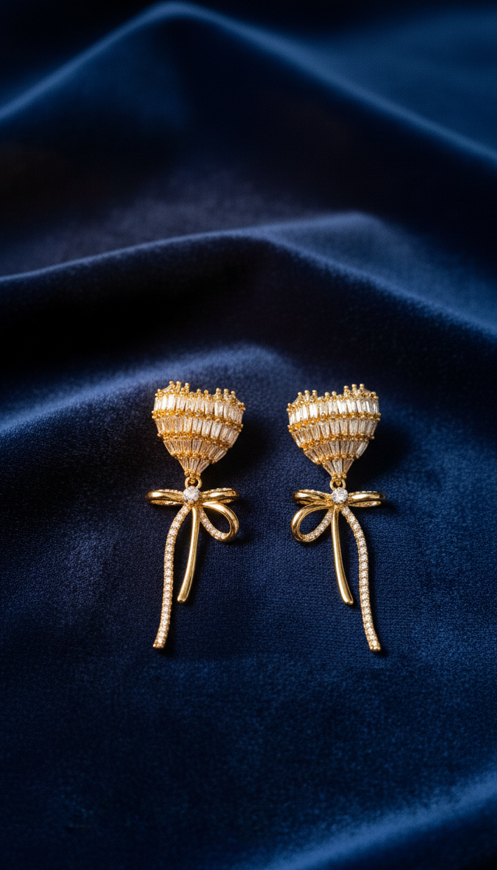 Luxury Cubic Zirconia Baguette Heart Dangle Earrings Export to Sheets